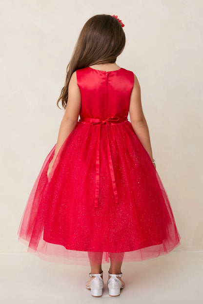 The Red kids pageant dress has a tied sash across the back waist.