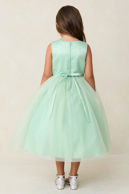 The Sage kids pageant dress has a tied sash across the back waist.