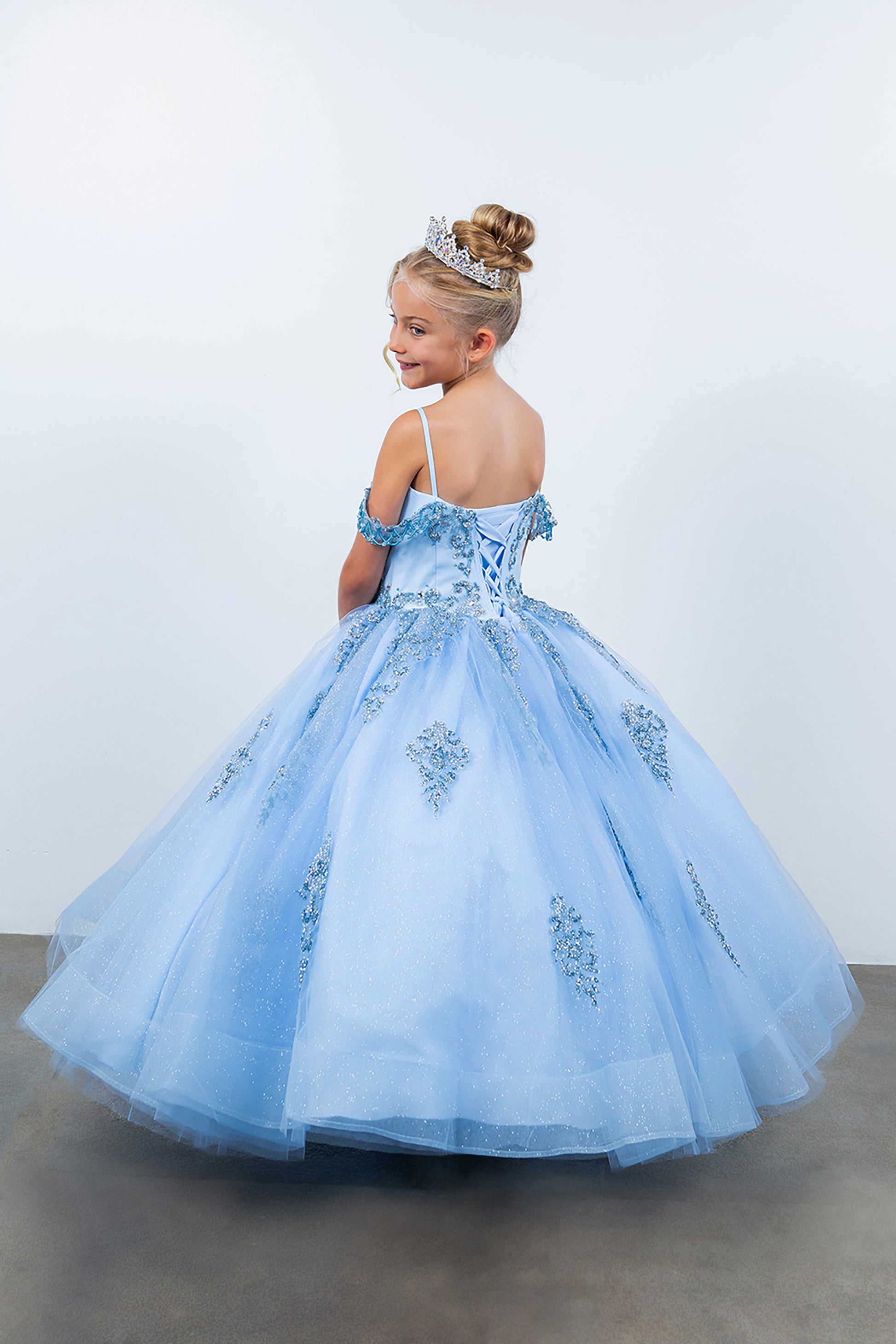 Mini Quince | Blue Mini Quince Dress with Sparkle and Bead Details | Mirari dress | 2 Colors back view