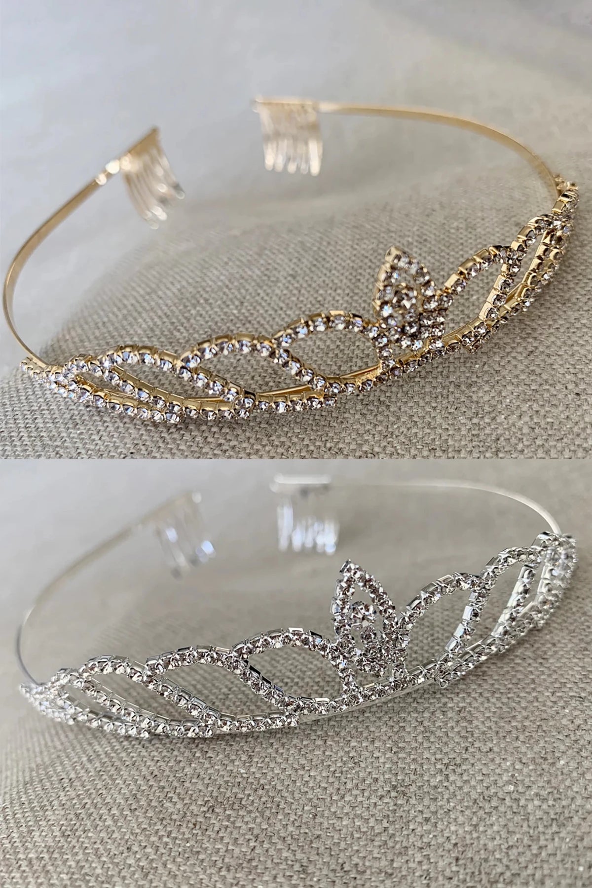 Silver rhinestone flower girl tiara.