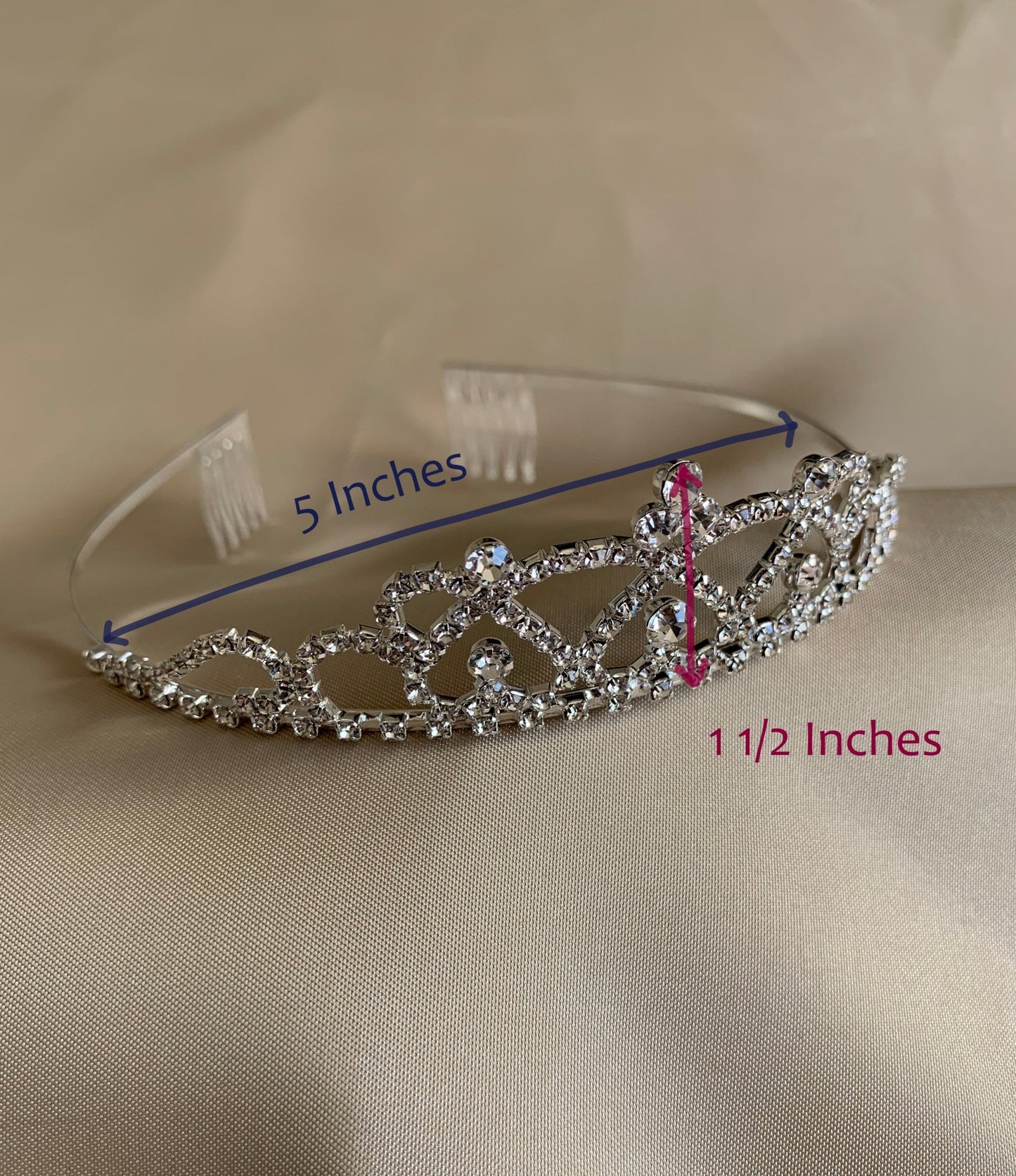 Multi color rhinestone flower girl and first communion tiara and two-tier veil.