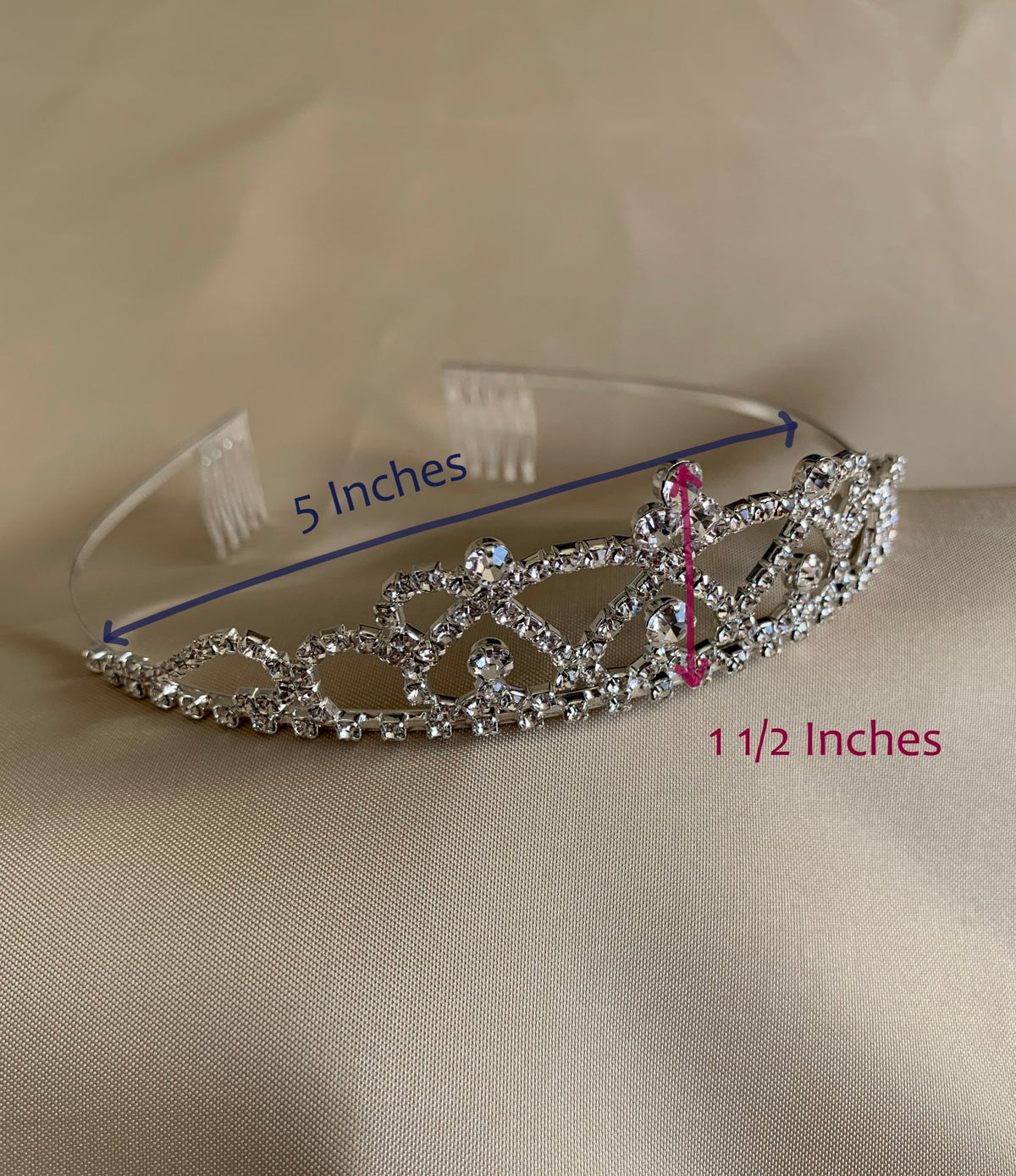 Multi color rhinestone flower girl and first communion tiara and two-tier veil.