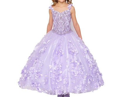 Mini Quince | Lilac 3D Flower, Stone and Pearl 3 Anos Mini Quinceanera Dress with Detachable Cape | Harper dress | 4 Colors only dress