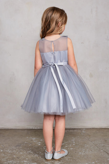 The Silver kids pageant dress has a tied sash across the back waist.