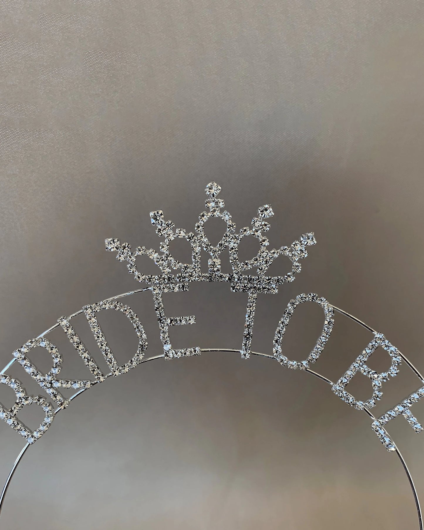 Silver rhinestone bridal Bride-to-Be headband.