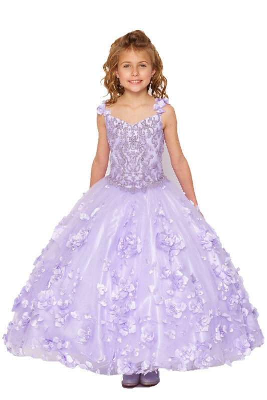 Mini Quince | Lilac 3D Flower, Stone and Pearl 3 Anos Mini Quinceanera Dress with Detachable Cape | Harper dress | 4 Colors dress only