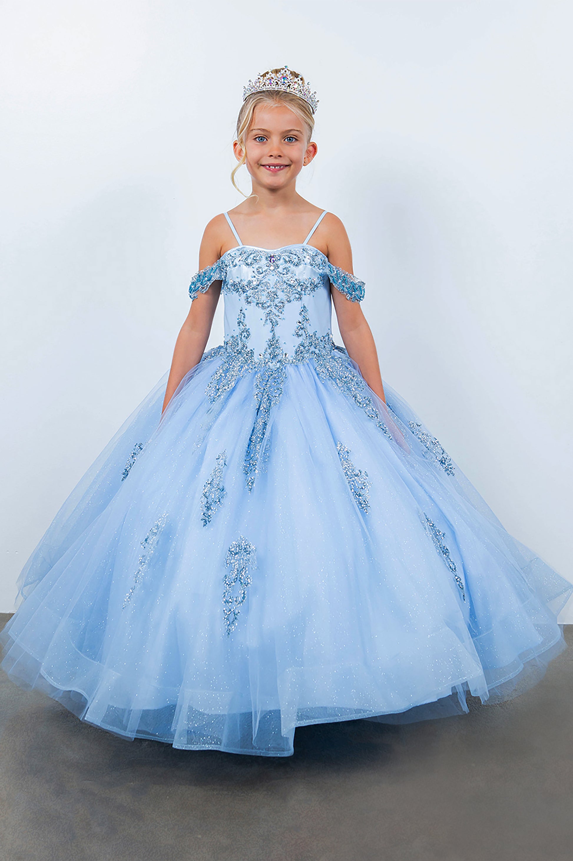 Mini Quince | Blue Mini Quince Dress with Sparkle and Bead Details | Mirari dress | 2 Colors dress with tiara