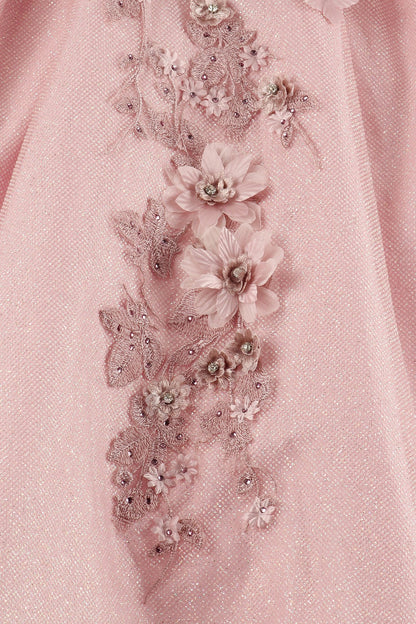 Mini Quince | Dusty Rose Elegant 3D Stone, Pearl Embellishments Mini Quinceanera 3-Anos Ballgown | Anaya dress | 6 Colors Available detail