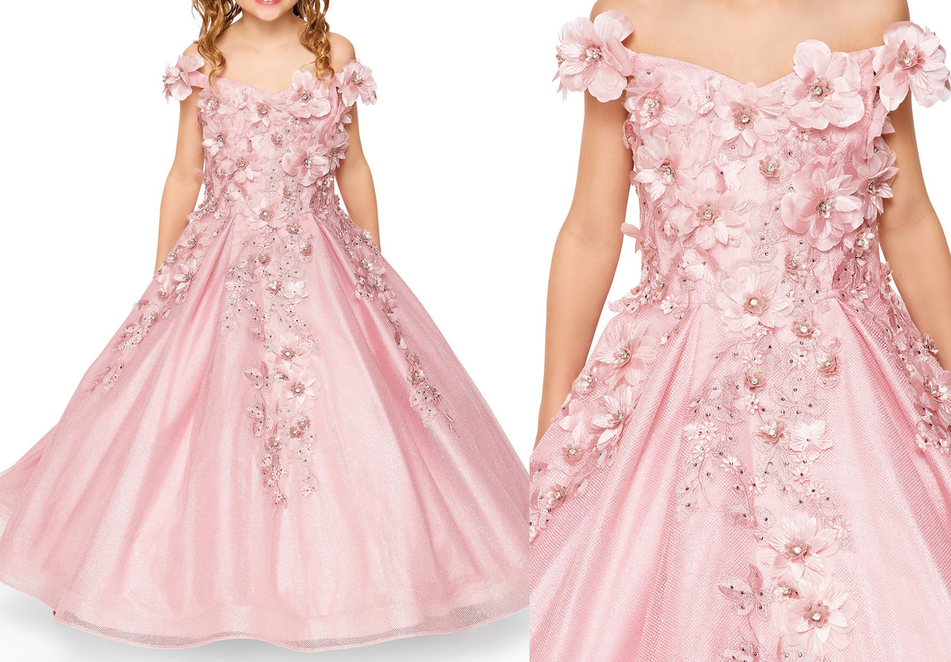 Mini Quince | Dusty Rose Elegant 3D Stone, Pearl Embellishments Mini Quinceanera 3-Anos Ballgown | Anaya dress | 6 Colors Available two