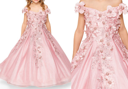 Mini Quince | Dusty Rose Elegant 3D Stone, Pearl Embellishments Mini Quinceanera 3-Anos Ballgown | Anaya dress | 6 Colors Available two