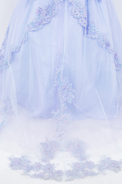 Lilac Floral Embroidered Two-Tone Embroidered Corset Luxurious Tulle 3 anos Dress  tulle zoom