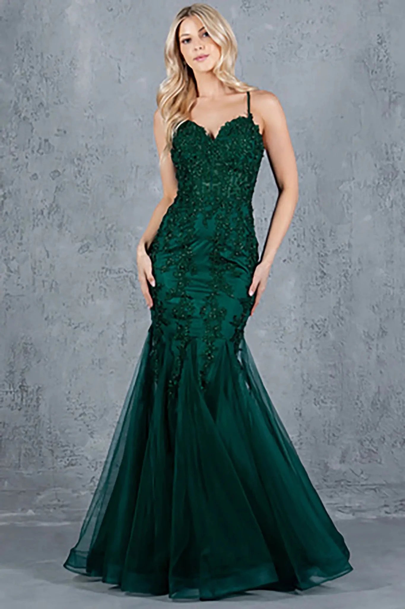 Elegant Hunter Green Prom Dress with Lace Corset and Mermaid Skirt S / Green