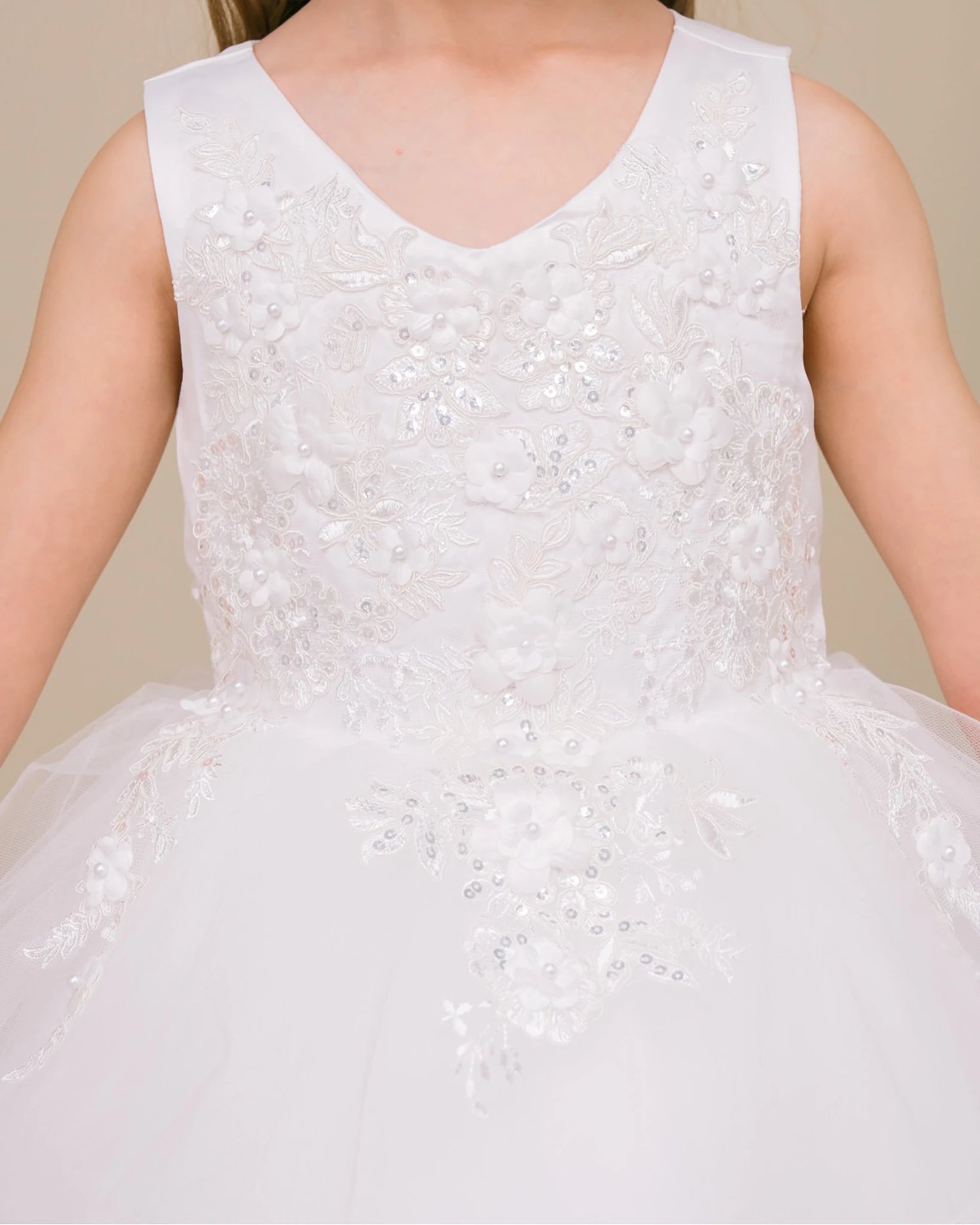 White sequin flower girl dress.