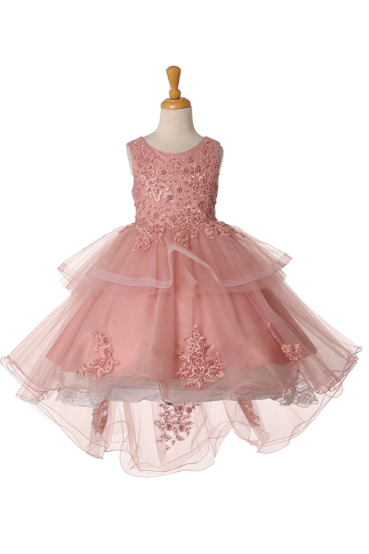 Dusty Rose floral flower girl dress.