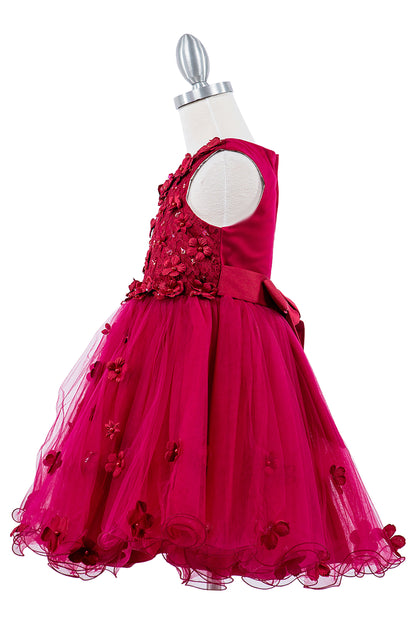 Burgundy Flower Girl Dress - side view