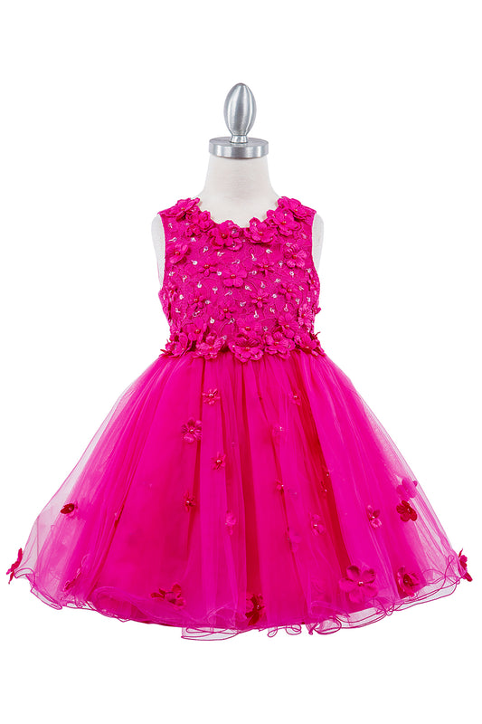 Fuchsia Flower Girl Dress - Front view