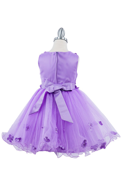 Sleeveless Elegant Tulle Dress Adorned with 3D flowers back view