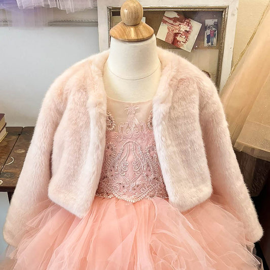 USA Made | Blush Sweet Glamorous Soft Faux Fur Flower Girl Jacket