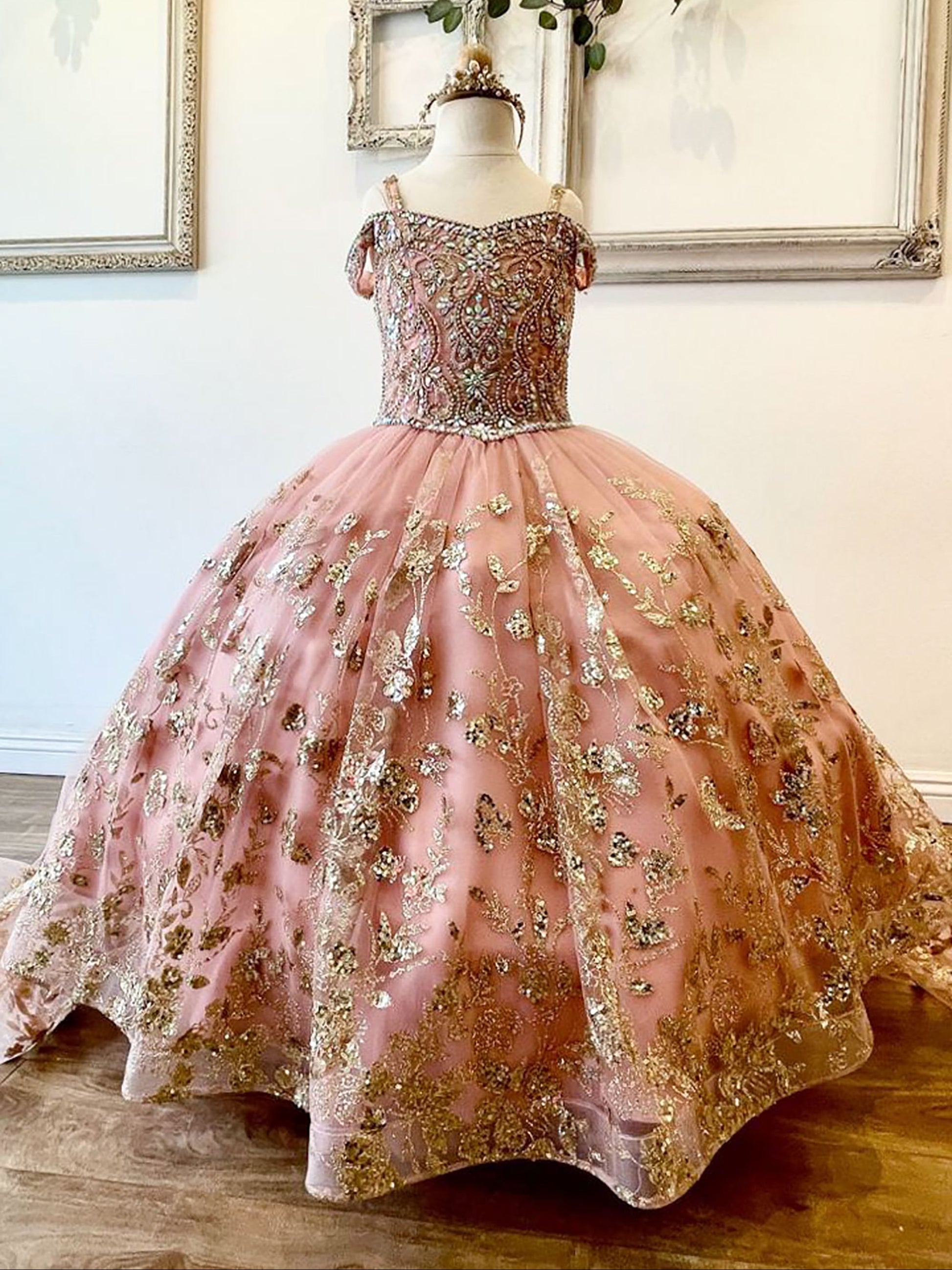 Birthday Dress Rose Gold Sequin Flower Girl Dress HOT Flower Girl