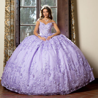 Lilac 3D Butterfly Glitter Quince dress