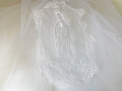 Handmade First Communion Our Lady of Guadalupe Veil detailed view of pattern