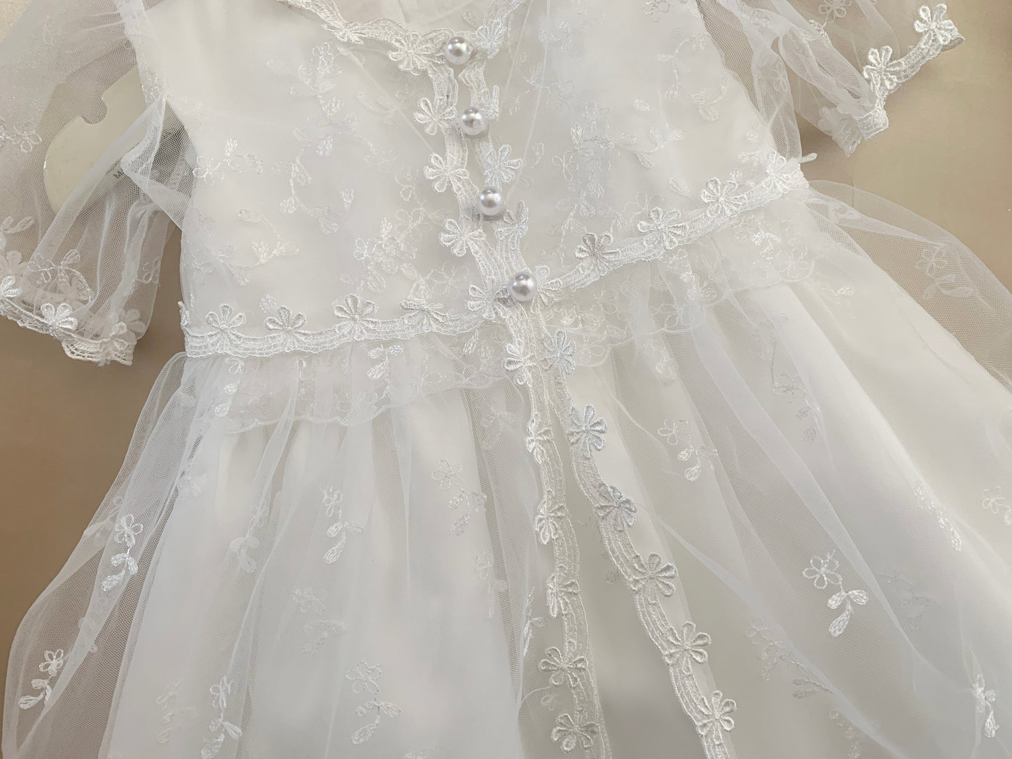 Baby Vintage Lace Dress with a Bonnet Hat | Baby Special Occasion Baptism Christening dress detail