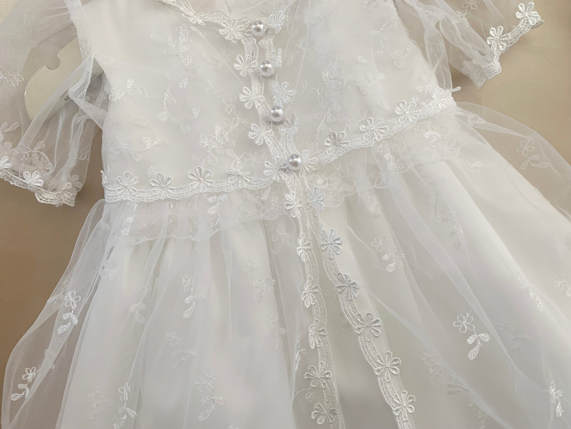 Baby Vintage Lace Dress with a Bonnet Hat | Baby Special Occasion Baptism Christening dress detail