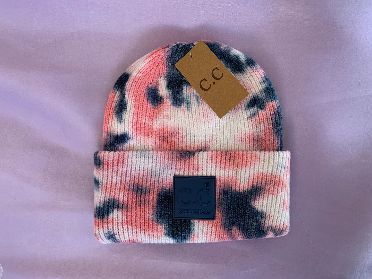 Tiedye Beanie for Adults | Premium Winter Hats | C.C Exclusives Beanie navy pink