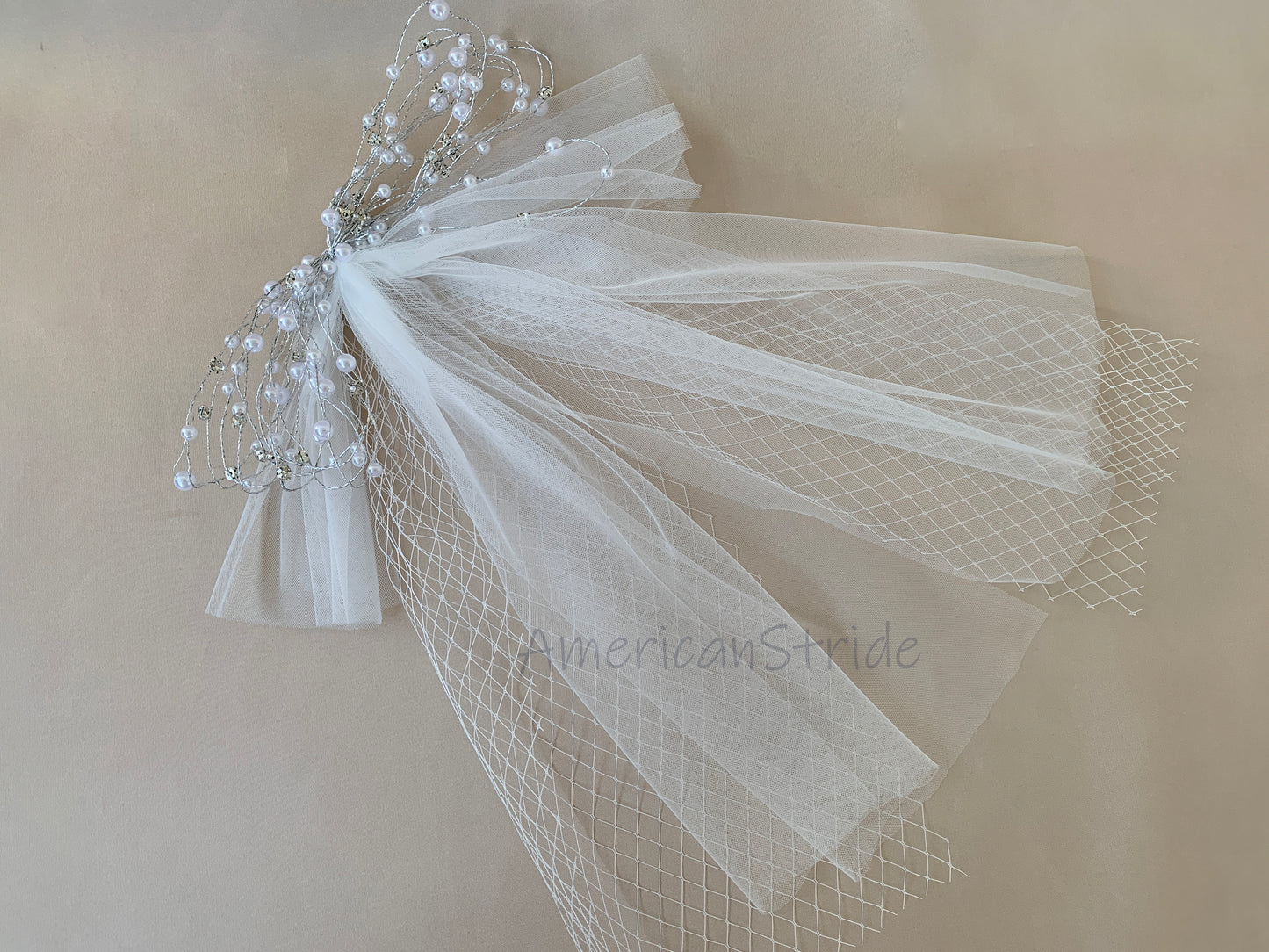 Handmade Flower Girl Veil | Pearl and Rhinestone Communion Veil Pin