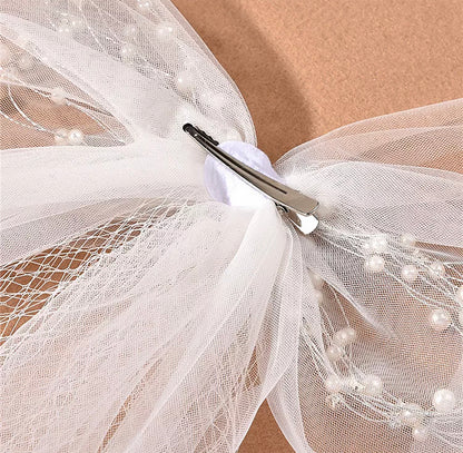 Handmade Flower Girl Veil | Pearl and Rhinestone Communion Veil Pin