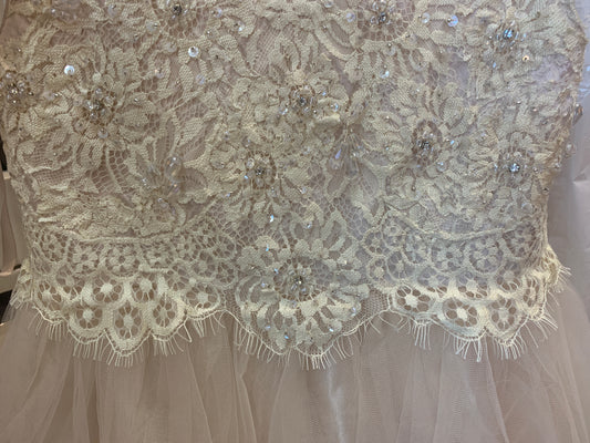 Communion Dress | Beaded lace and stone Top and soft tulle Dress with Embroidery Applique | 3 Colors | Katharine dress detail 2