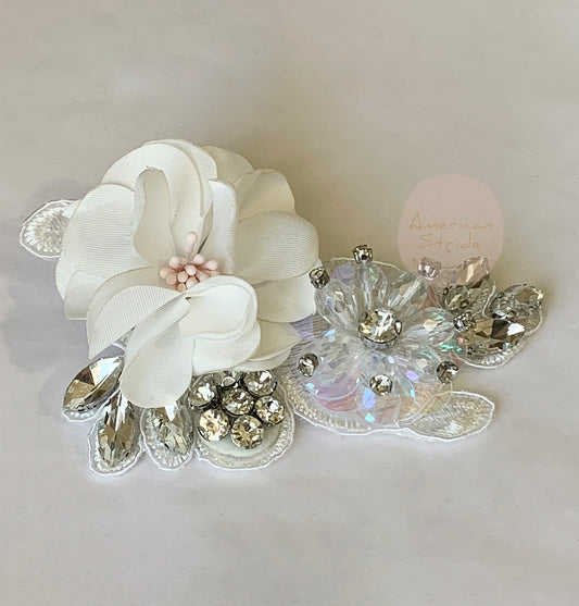 Handmade Flower Girl Hair Clip with Floral Rhinestones – Alligator Pin Style