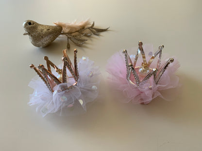 Kid Baby Rhinestone Tulle Crown Pin | Birthday Crystal Crown | Special Occasion Accessory two crowns iwth bird