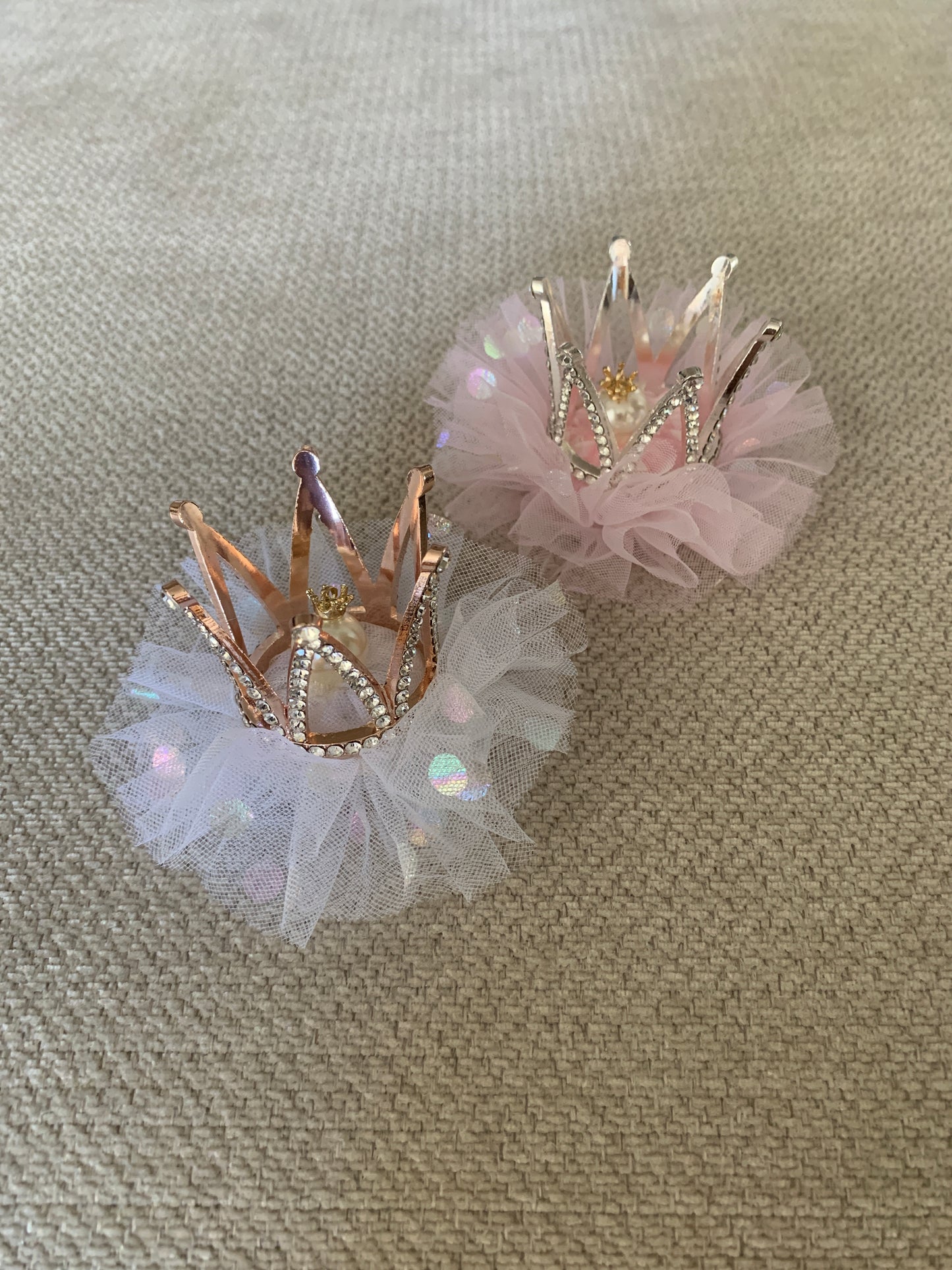 Kid Baby Rhinestone Tulle Crown Pin | Birthday Crystal Crown | Special Occasion Accessory two colors