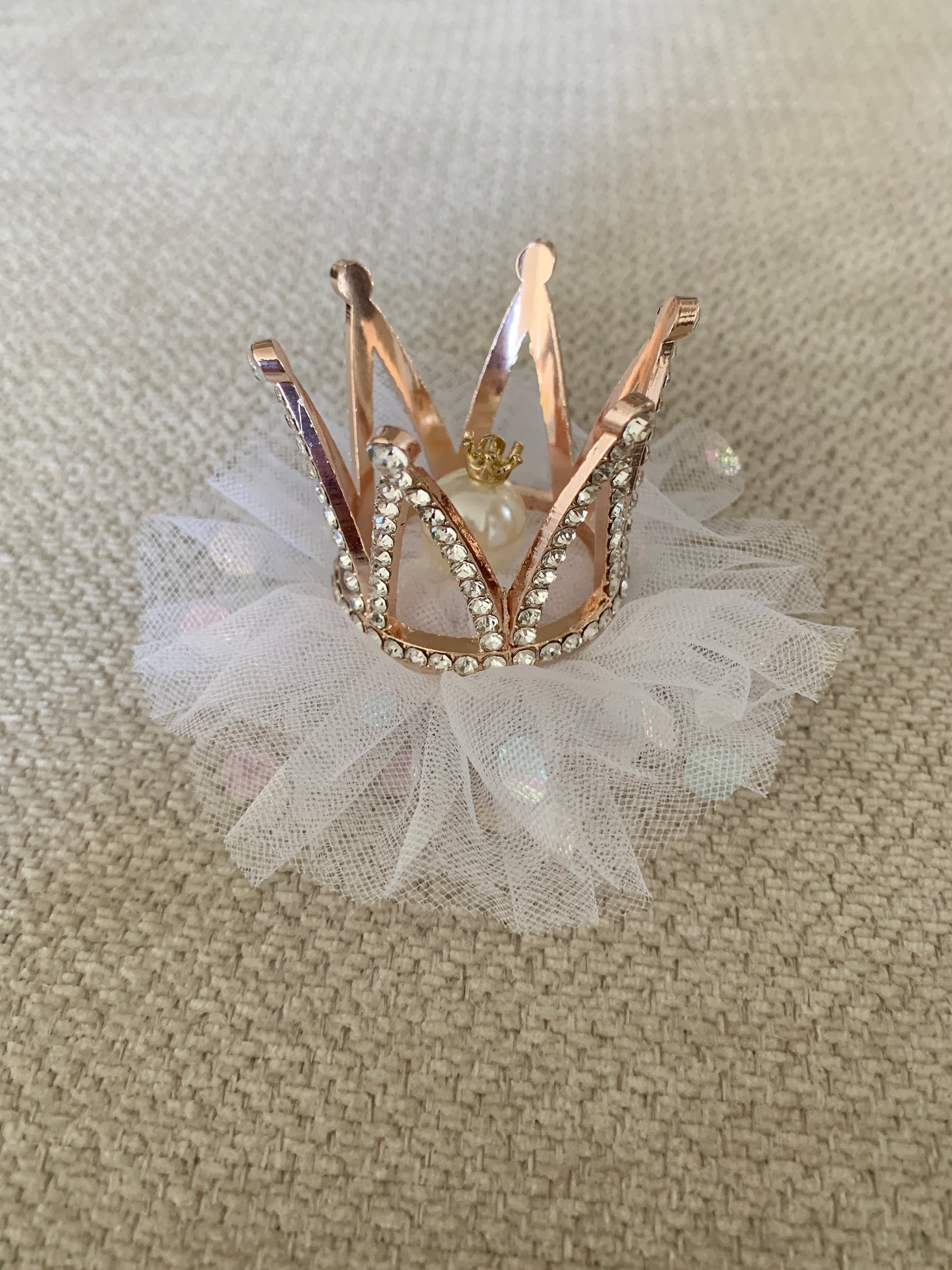 Kid Baby Rhinestone Tulle Crown Pin | Birthday Crystal Crown | Special Occasion Accessory gold white crown