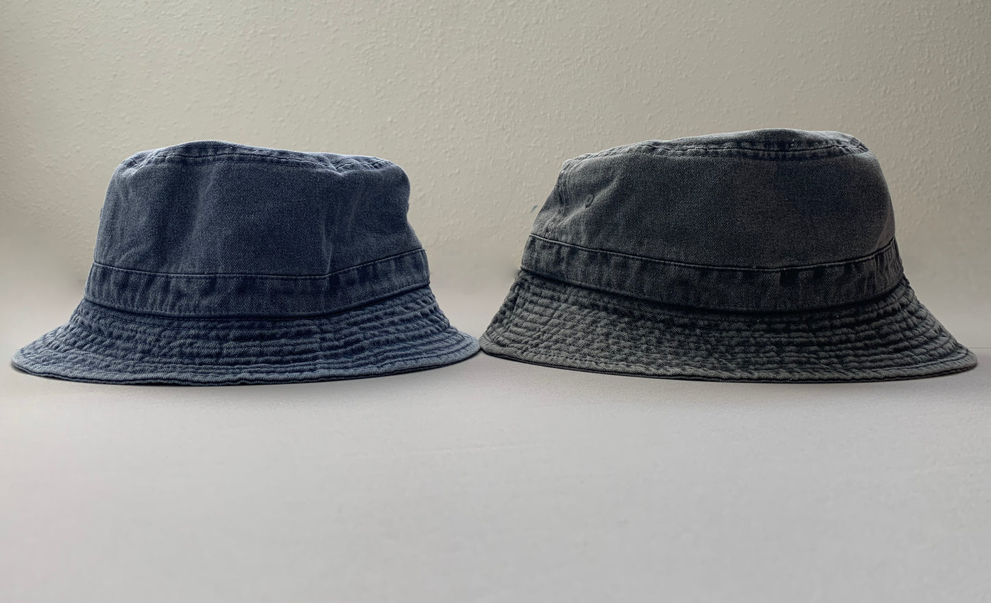 Pigment Washed Denim Bucket Hat  denim and dark gray