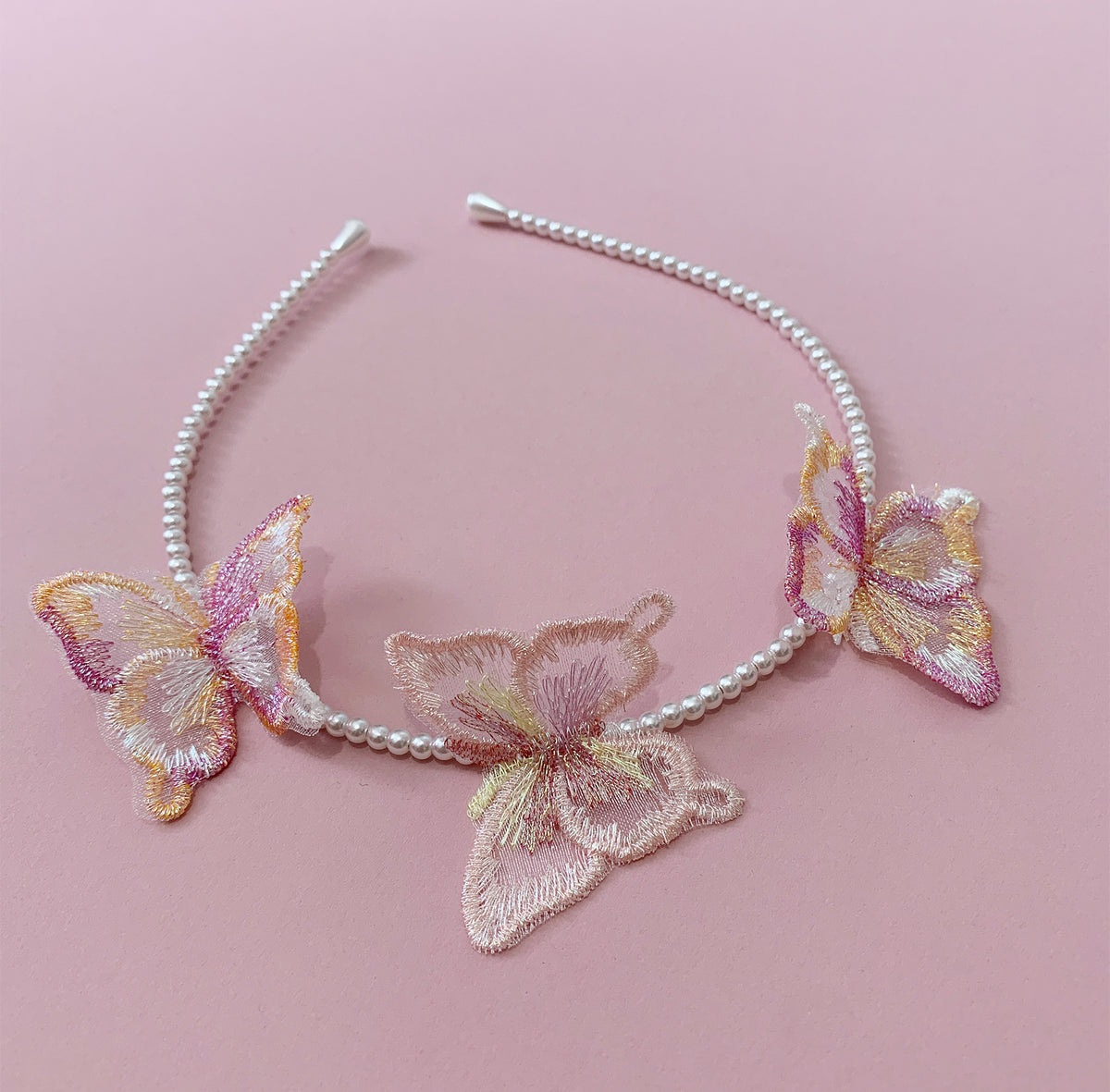 ???Fabulous Pearl Accent Honeybee Butterfly Bug Headband Springy Butterfly Headband Accessory main image 4