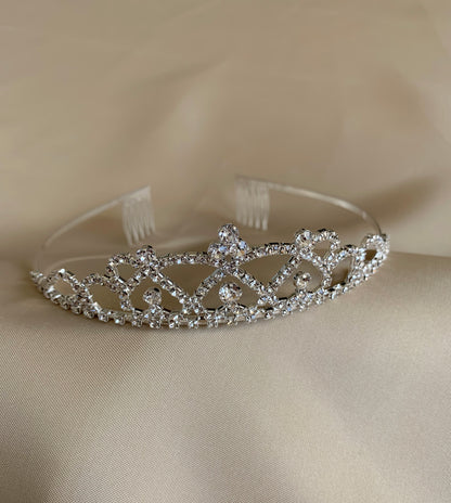 Flower Girl Rhinestone Crystal Tiara | First Communion Headpiece - front view showcasing jewels