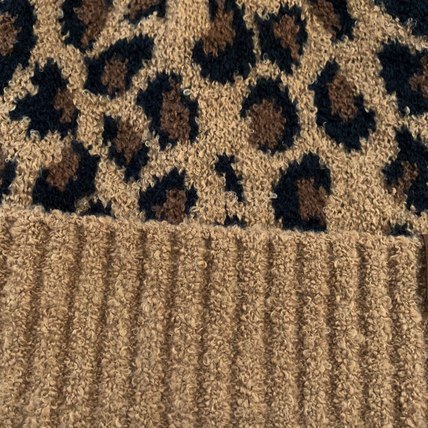 Leopard Super Soft Beanie for Adults | Premium Winter Hats detail shot