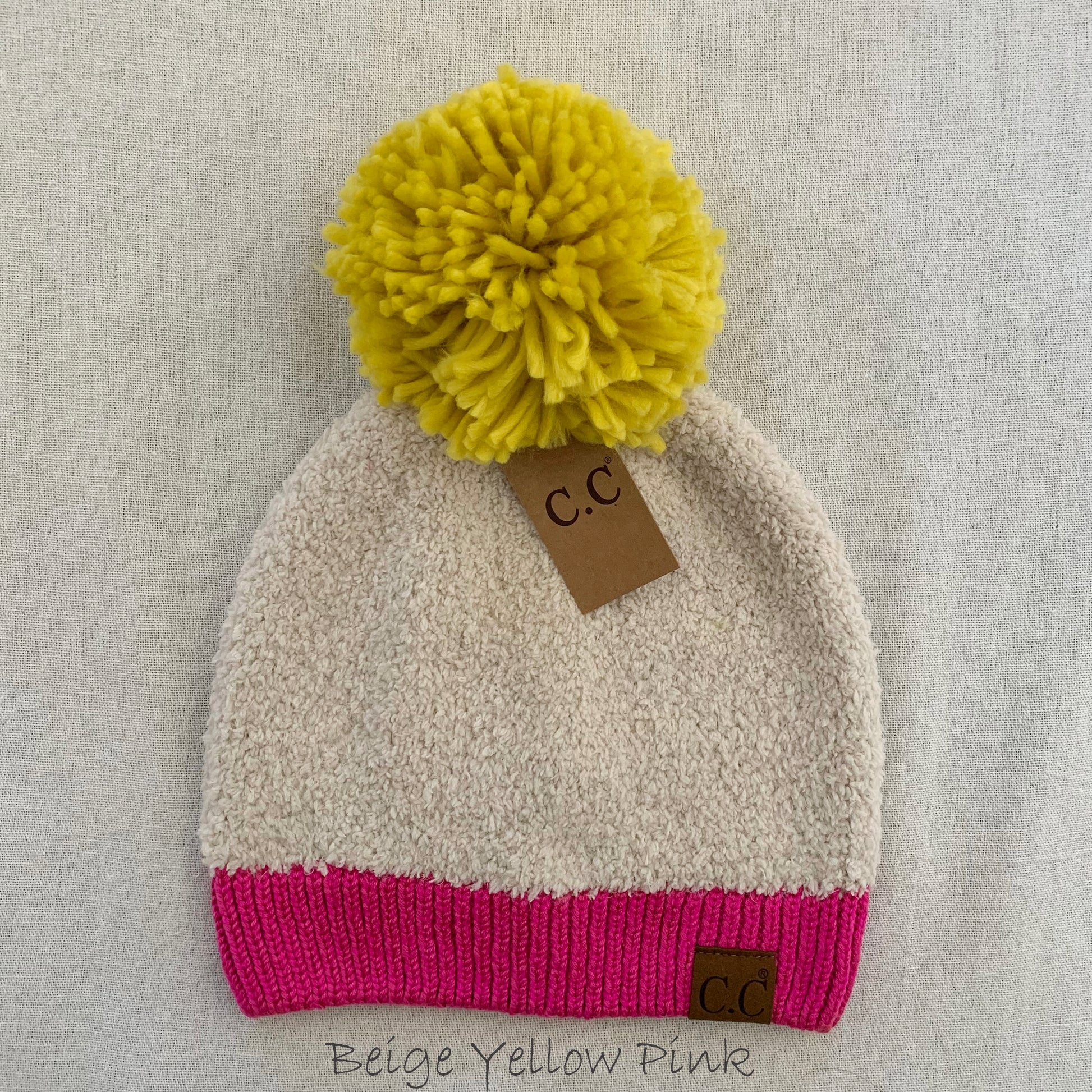 Super Soft Sherpa POM Beanie | C.C Exclusives Premium Winter Hats yellow