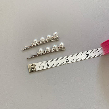 2 Cute Little Baby Girl Pearl &amp; Rhinestone Hair Pins measurement