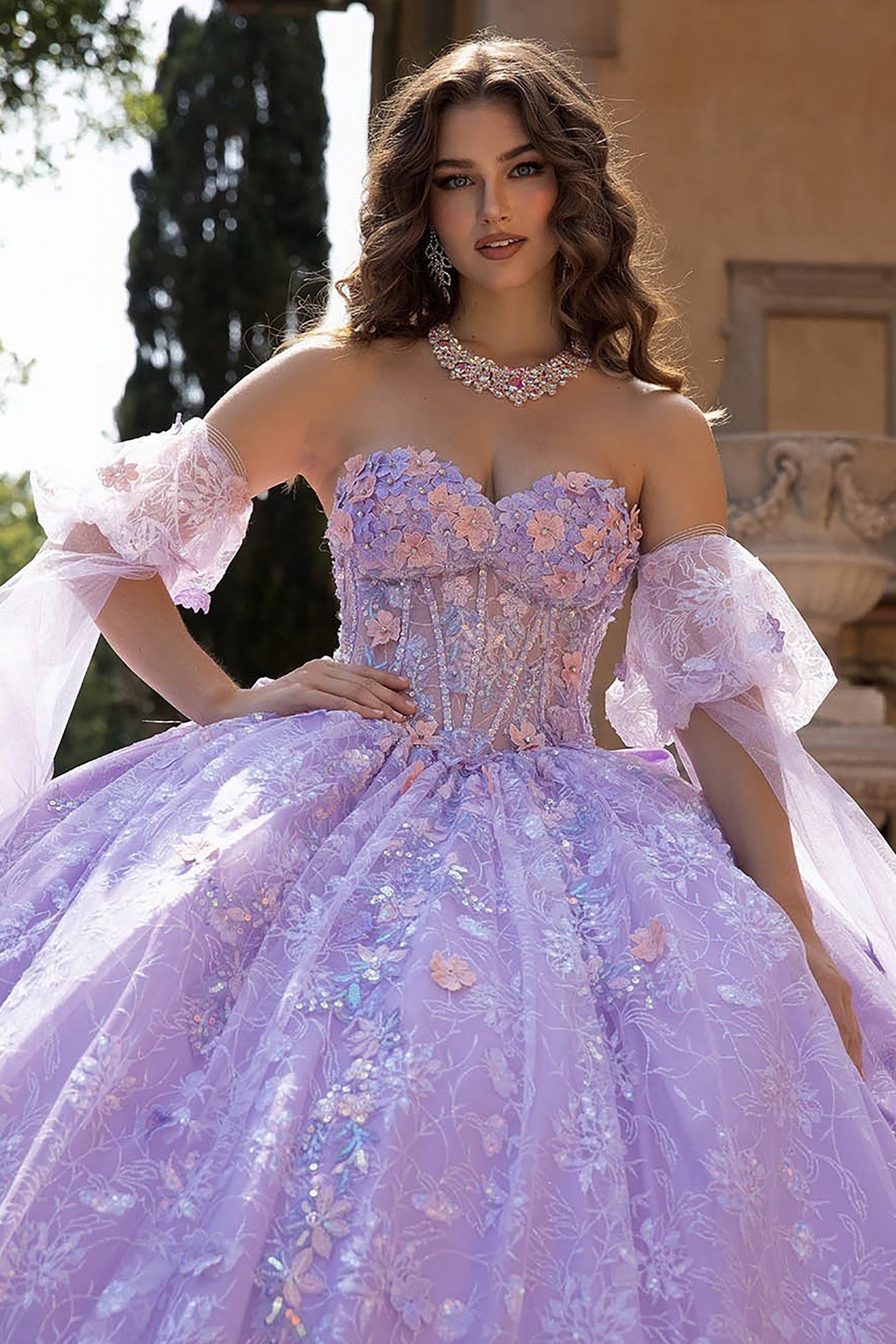 lilac color dress Purple Floral-Print Long Prom A1135 Lilac / 2 color details Lilac Lineage ~ Everyday Dress
