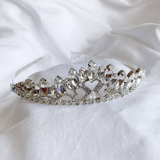 Silver Flower Girl Rhinestone Crystal Tiara | First Communion Tiara