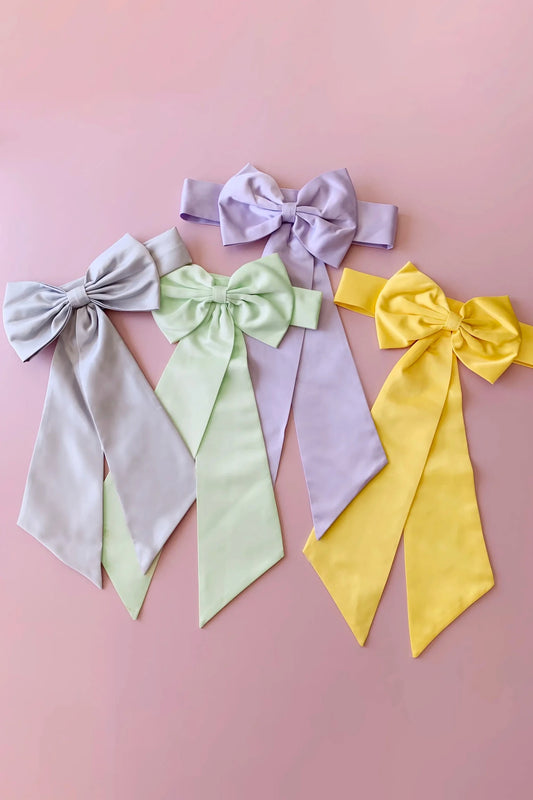 Multi color satin flower girl sash belt.
