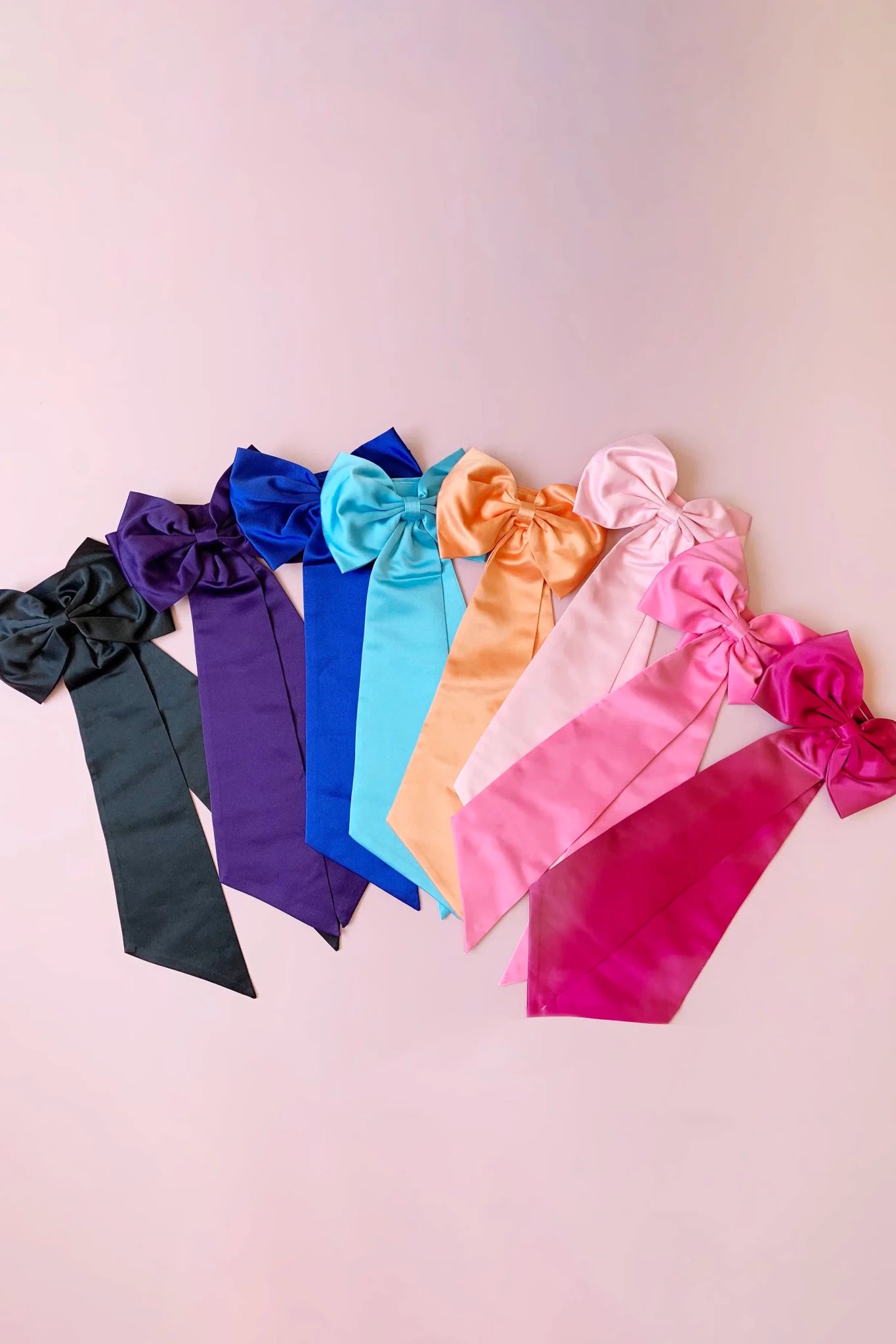 Multi color satin flower girl sash belt.