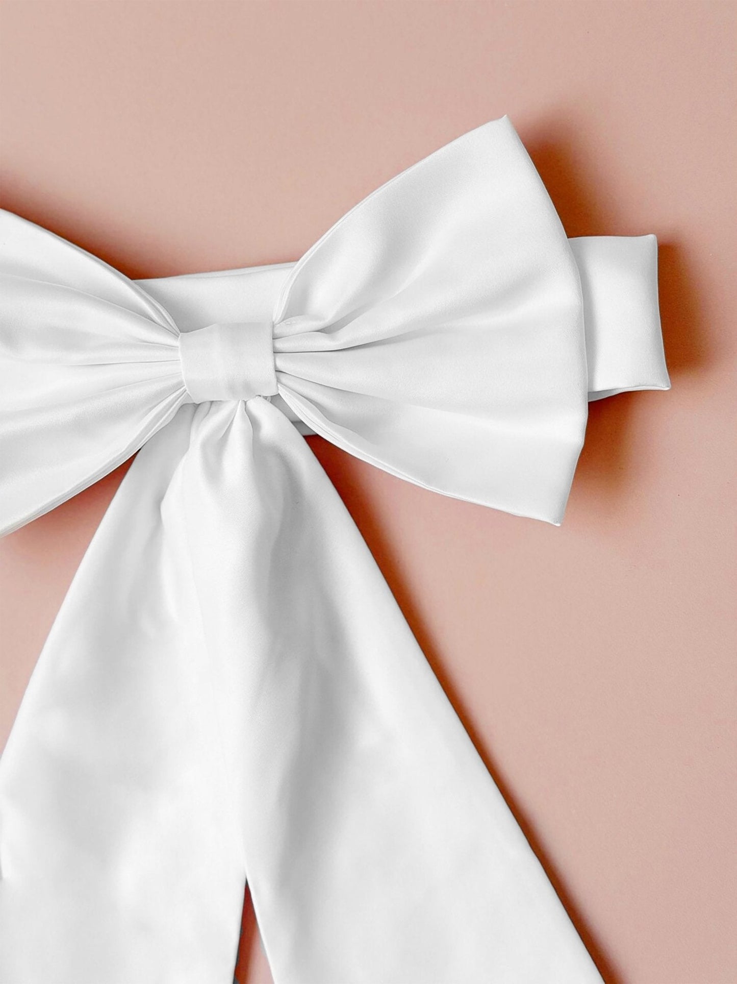 White satin flower girl sash belt.