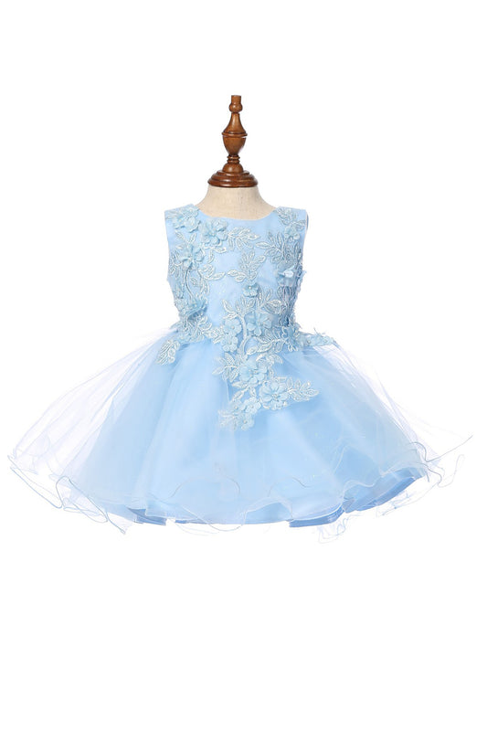 Blue Baby 3D Floral Lace Tulle Special Occasion Flower Girl Dress | 6M-24M | Alani dress | 10 Colors Available front