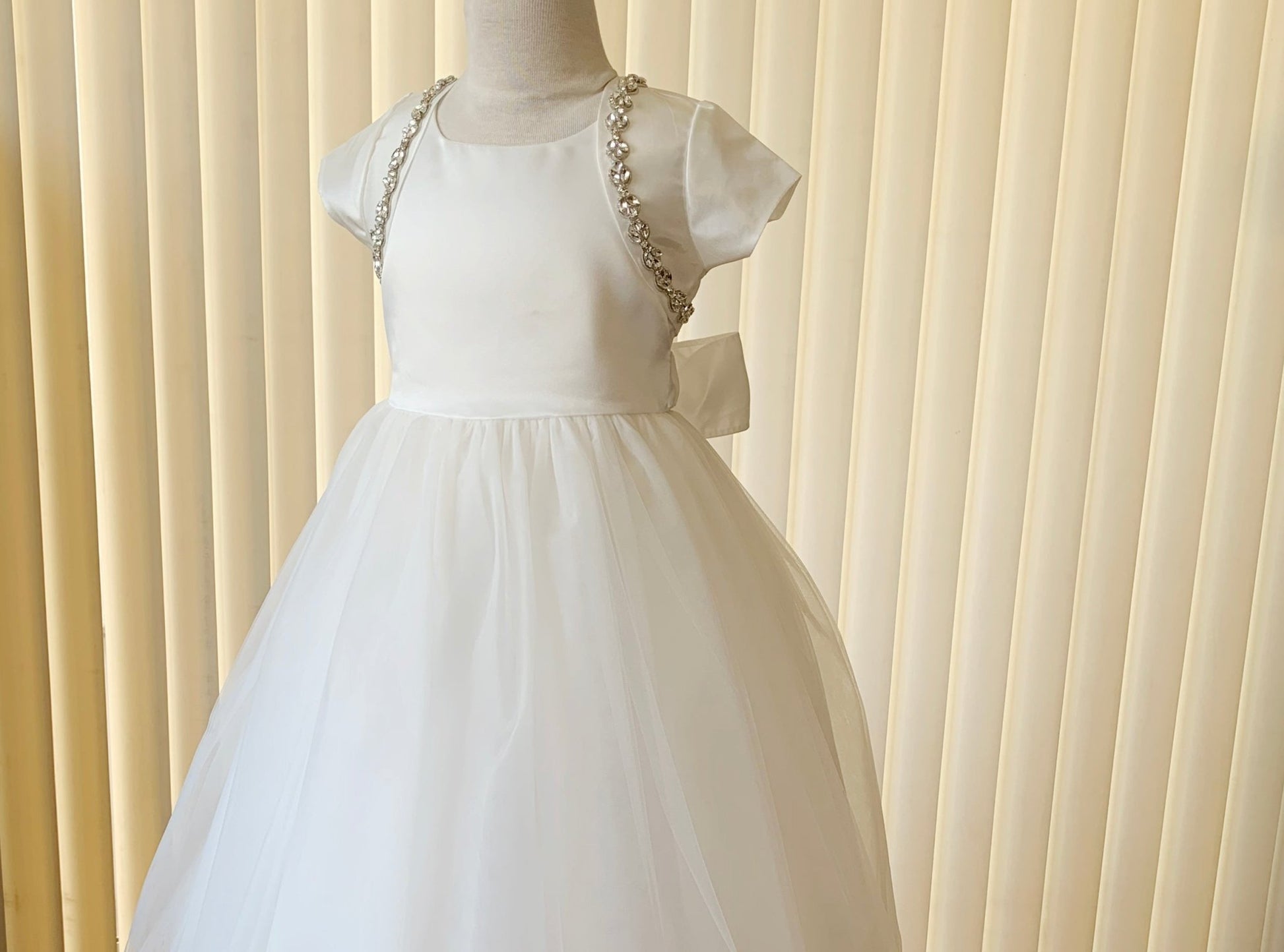 White rhinestone sheer first communion bolero.