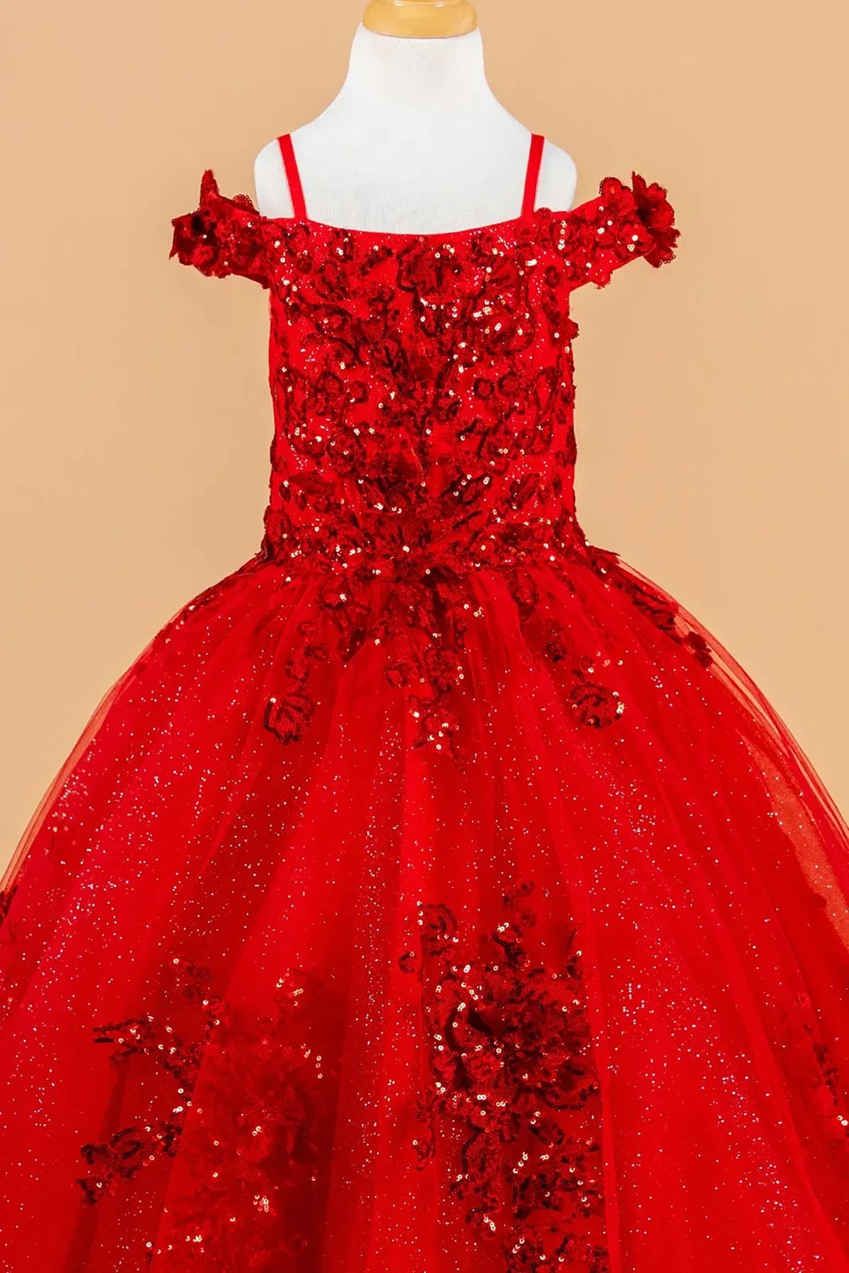 Red kids mini quince dress
