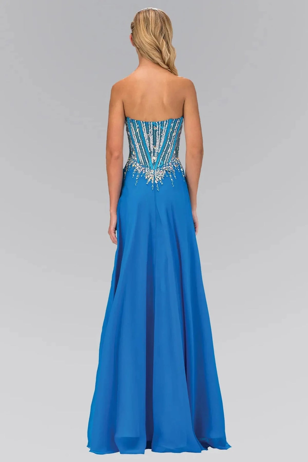 Oceanblue prom evening dress full back with open back